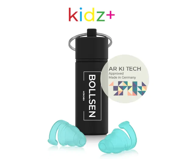 BOLLSEN Kidz+ Earplugs with AR KI Tech Measuring for Children - Bathing, Swimming, Loud Events